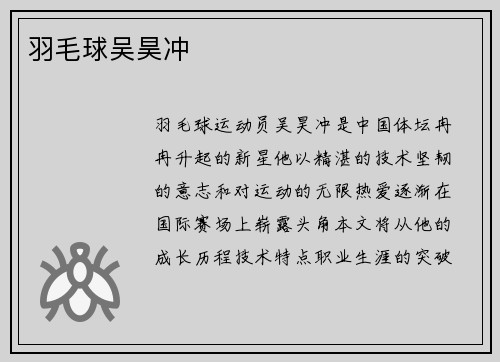 羽毛球吴昊冲